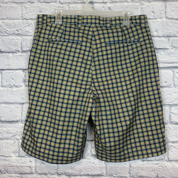 Callaway Golf Men Multicolor Check Yellow Blue Stretch Chino Shorts Size 34 - Picture 2 of 6